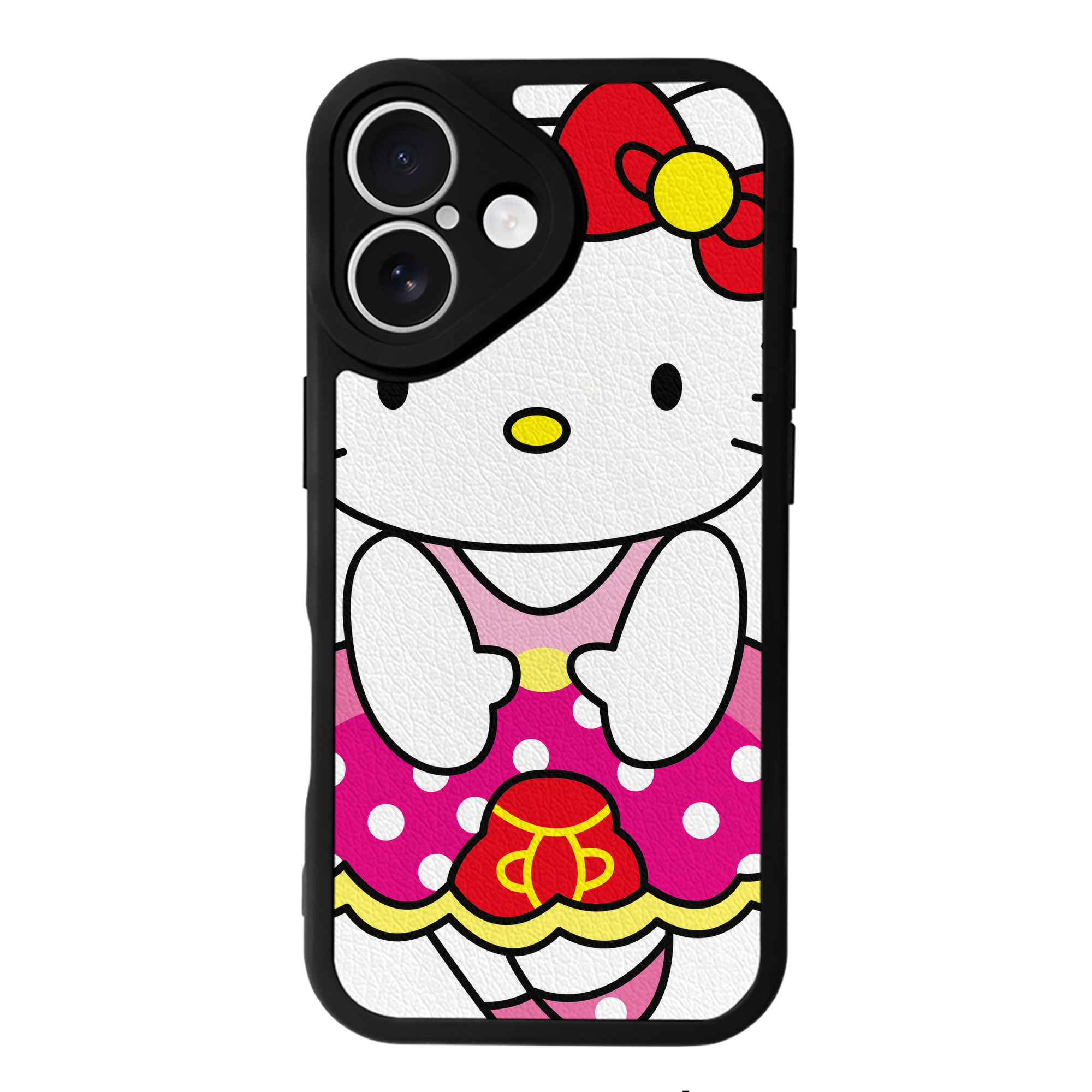 （画像用） Hello Kitty ハローキティ 【iPhone 16シリーズ対応】シリコンスマホケース（レザー調） 材質：シリコン